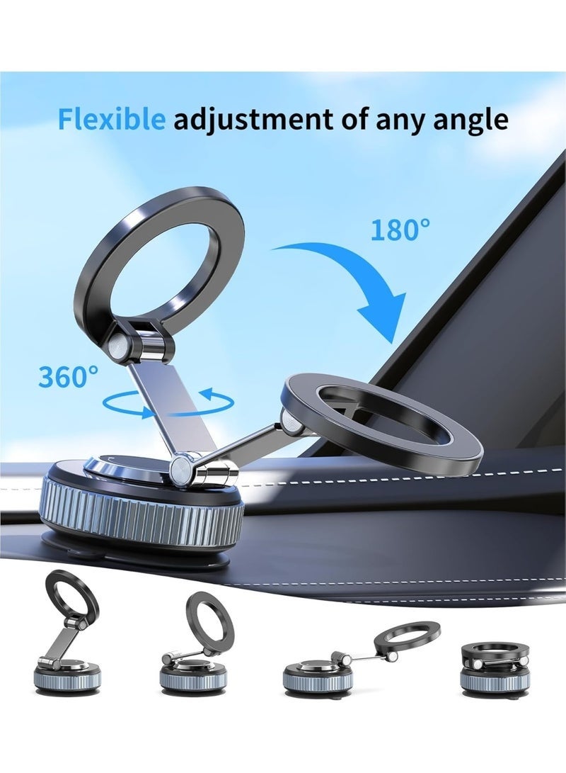 Arabest Upgraded Magnetic Phone Stand for Car, 360° Rotatable Phone Holder for MagSafe, Strong Magnet, Foldable Car Mount with Vacuum Suction Cup, Mini Phone Stand with Magnetic Ring for all Smartphone - Image 5